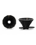 CT62 dripper in black, top and side view