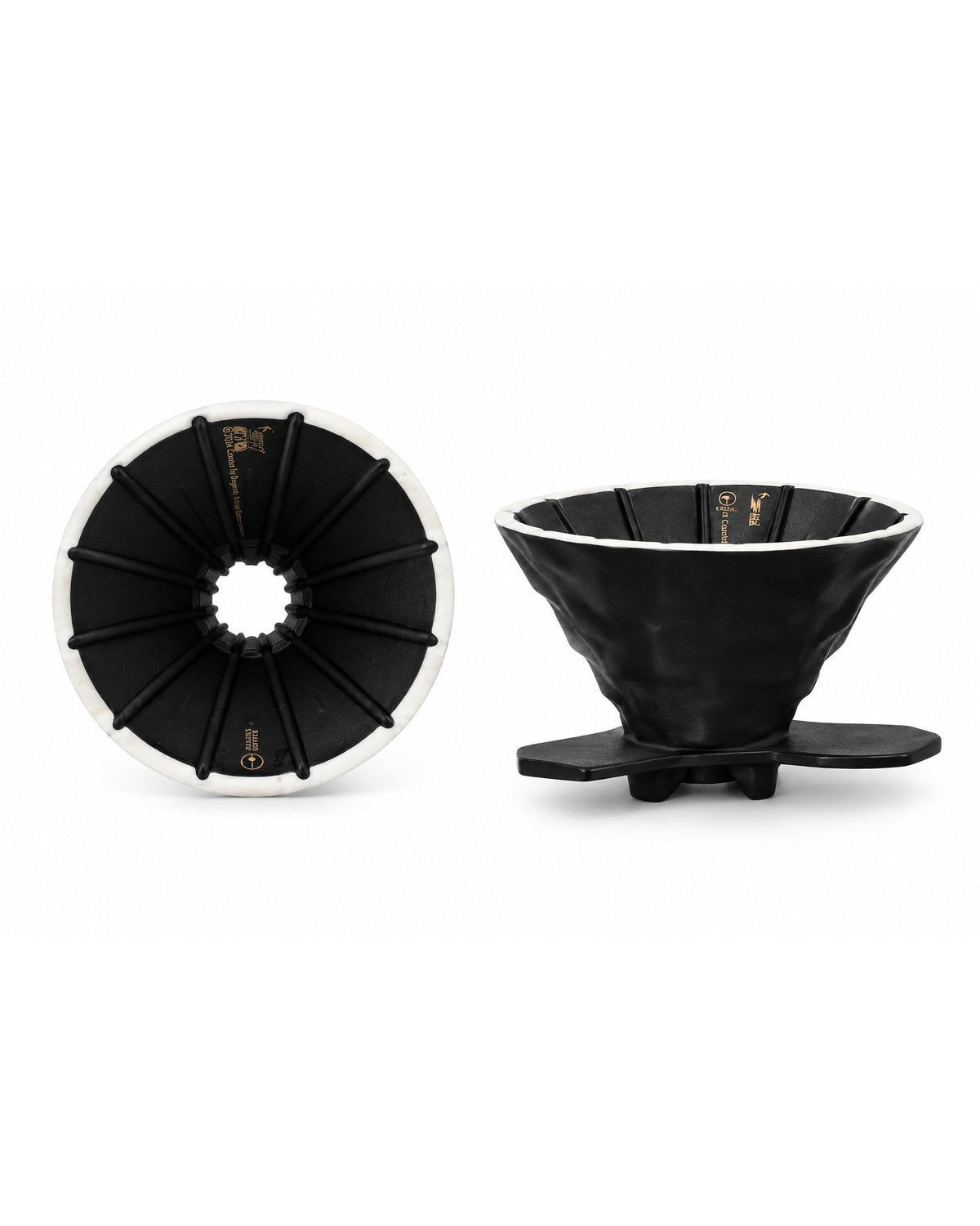CT62 dripper in black, top and side view
